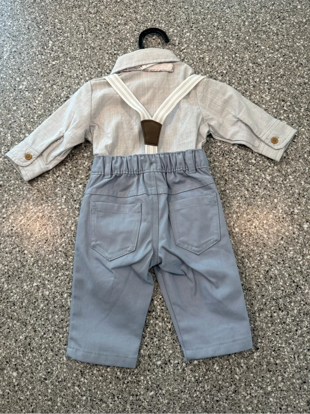 Baby Boy Dress Outfit with Light Blue Pants & Striped Shirt